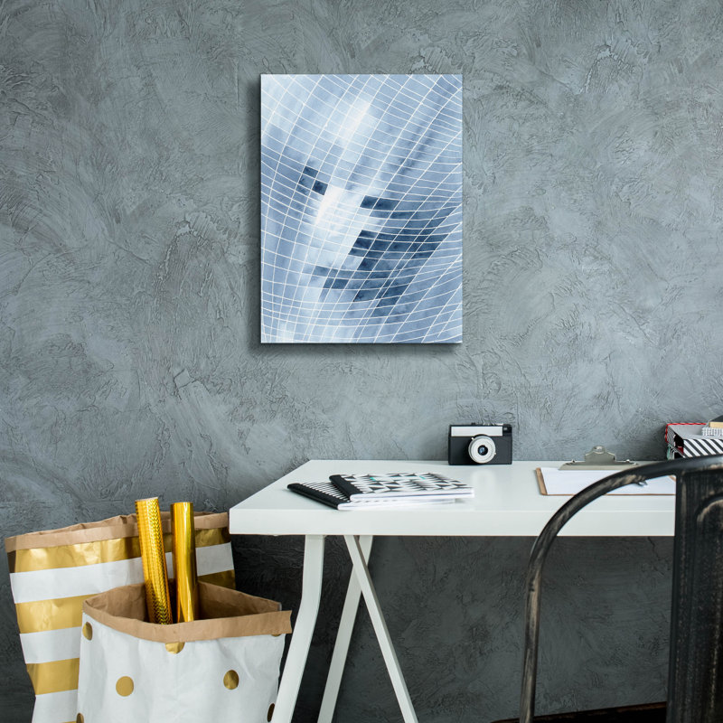 «Blue Grid I» par Regina Moore, H 16 po x l 12 po x P 0,75 po
