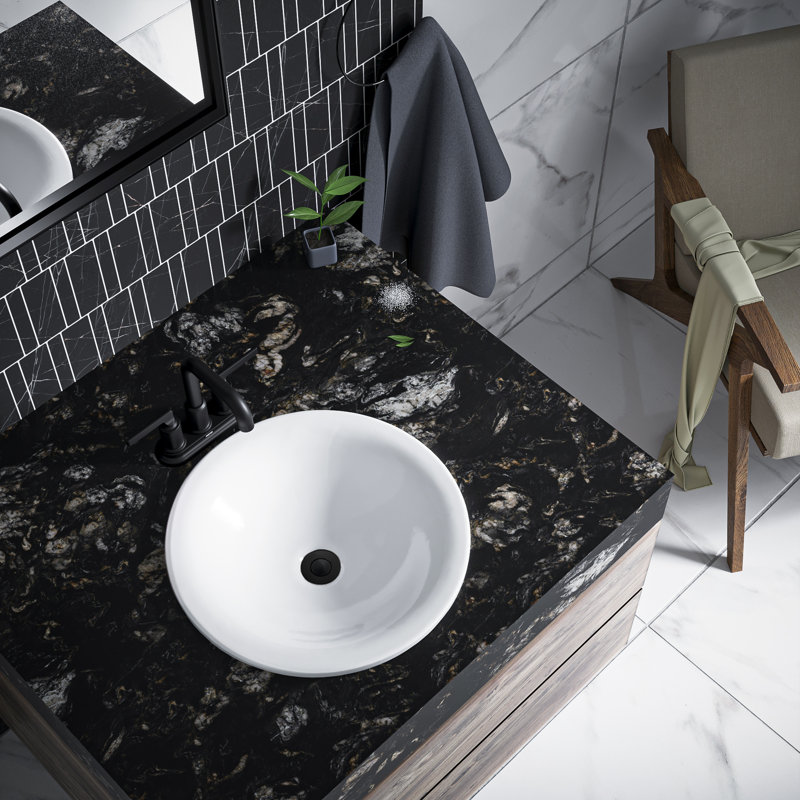 Karran 2-Handle 4-Inch Centerset Bathroom Faucet with Matching Pop-up Drain, Matte Black