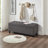 Dark Gray Button Storage Bench With Linen Cover And Spacious Interior Fabric Solid Wood Legs-610750966