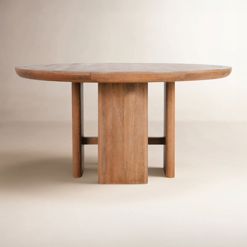 Selena Round Solid Wood Dining Table, Brown