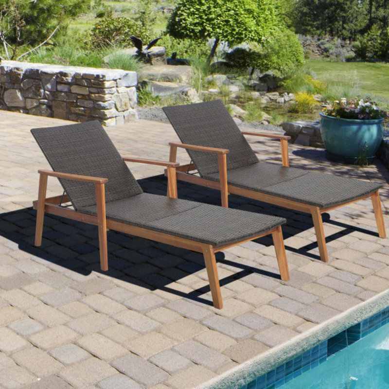 Patio Rattan Lounge Chair With 4-Position Adjustable Backrest