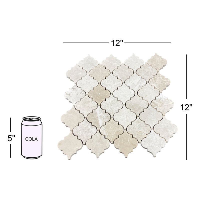 Carreau de mosaïque de marbre et de mosaïque arabesque beige vanille 2 "x 2"