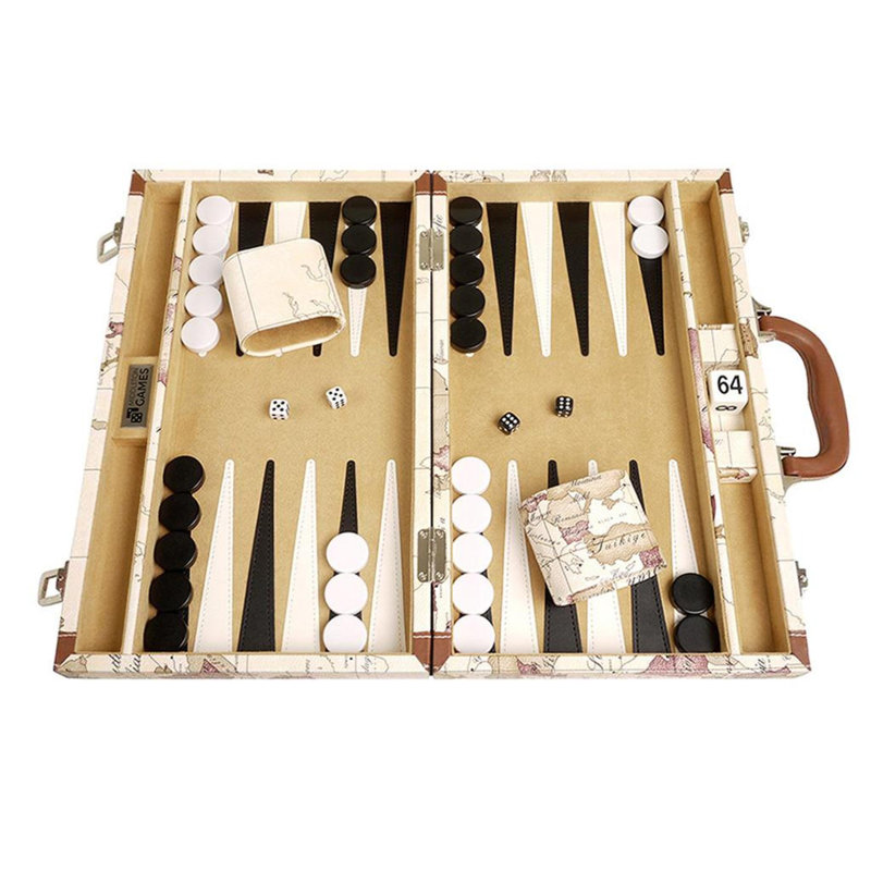 Carte de jeu de backgammon, Blanc, H 2,5 po x l 9 po x P 15 po