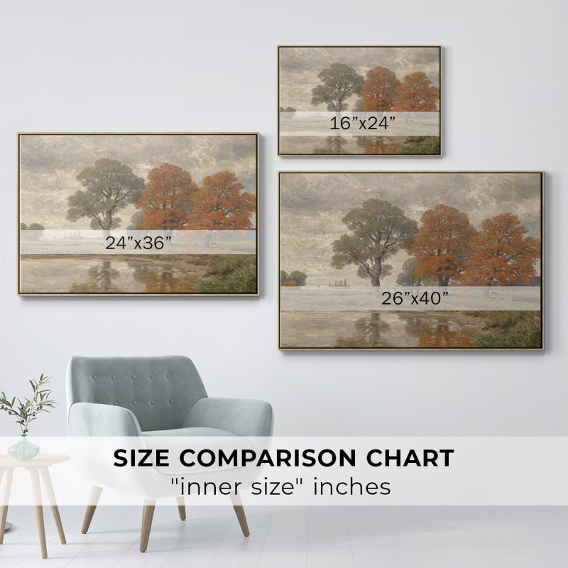 Paysage rétro - DCLII, H 17 po x l 25 po x P 2 po, Gris, Toile naturelle avec cadre flottant