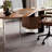 Walnut-Tone Organic Desk with Clear Acrylic Legs