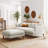 Zoya Down Filled Overstuffed Sofa And Ottoman Set In Heathered Weave Ivory-93235880