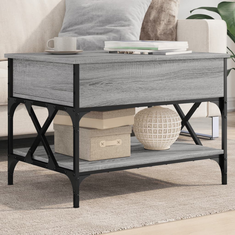 Mahood Lift Top Four Leg Coffee Table with Storage, 50cm H x 70cm W x 50cm D, Grey Sonoma