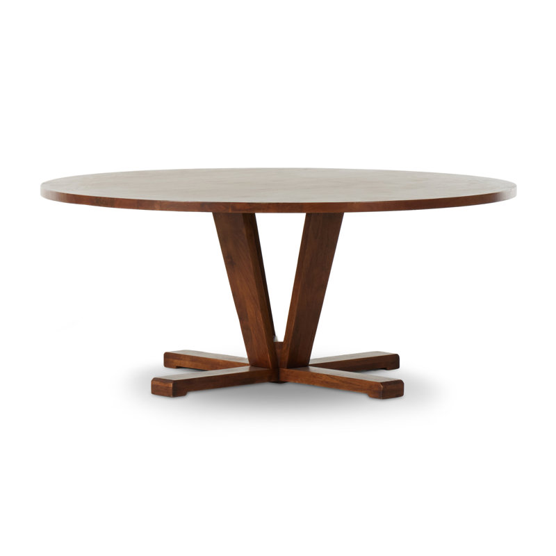 Cobain Round Solid Wood Dining Table, 30" H x 72" W x 72" L, Medium Brown