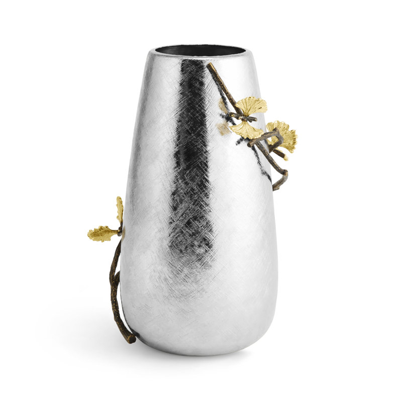 Butterfly Ginkgo Vase, 12" H x 9" W x 9" D