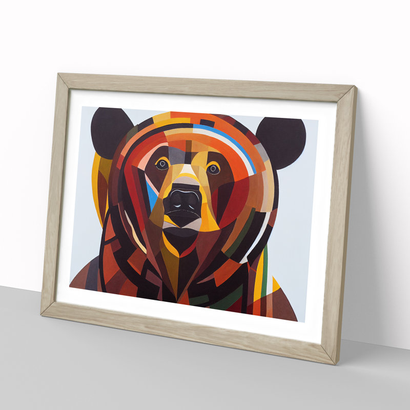Abstract Bear Vol.3 - Framed Print, 46cm H x 64cm W x 2cm D, Oak