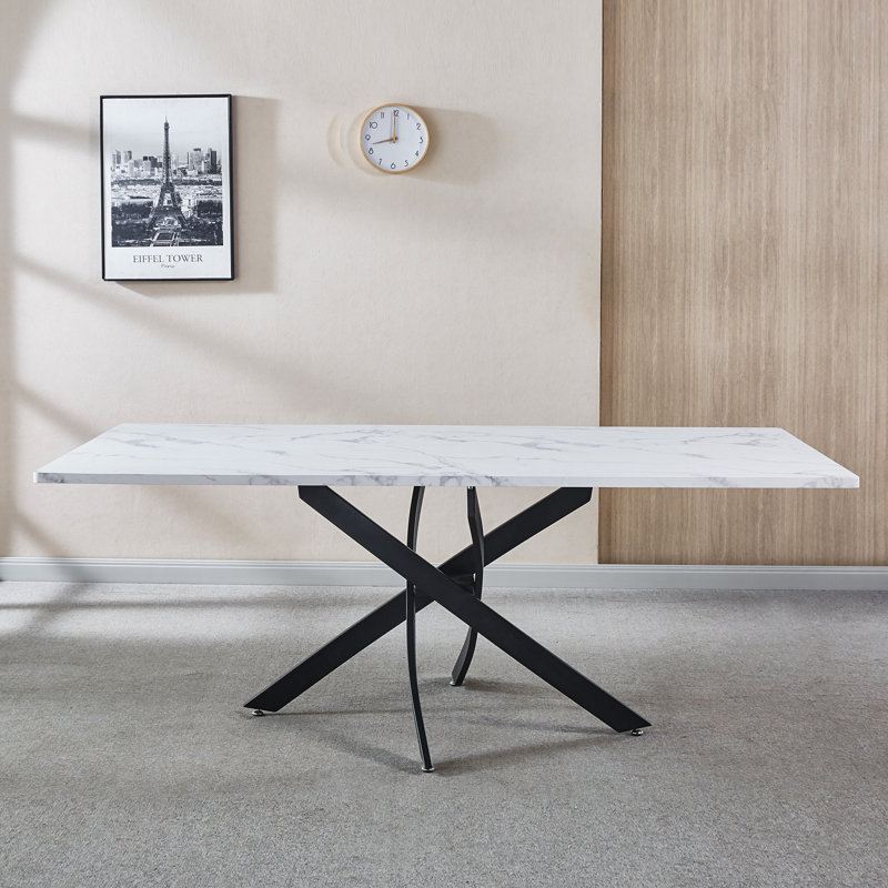 Metal Base Dining Table, Marble White