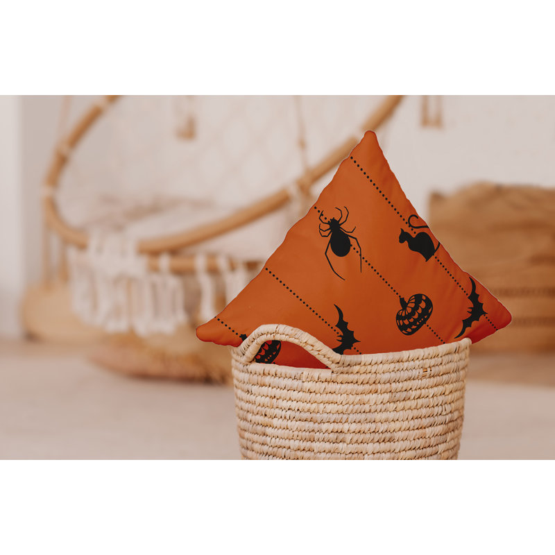 Halloween Web Accent Pillow, 16"H x 16"W, Dusty Orange, Square
