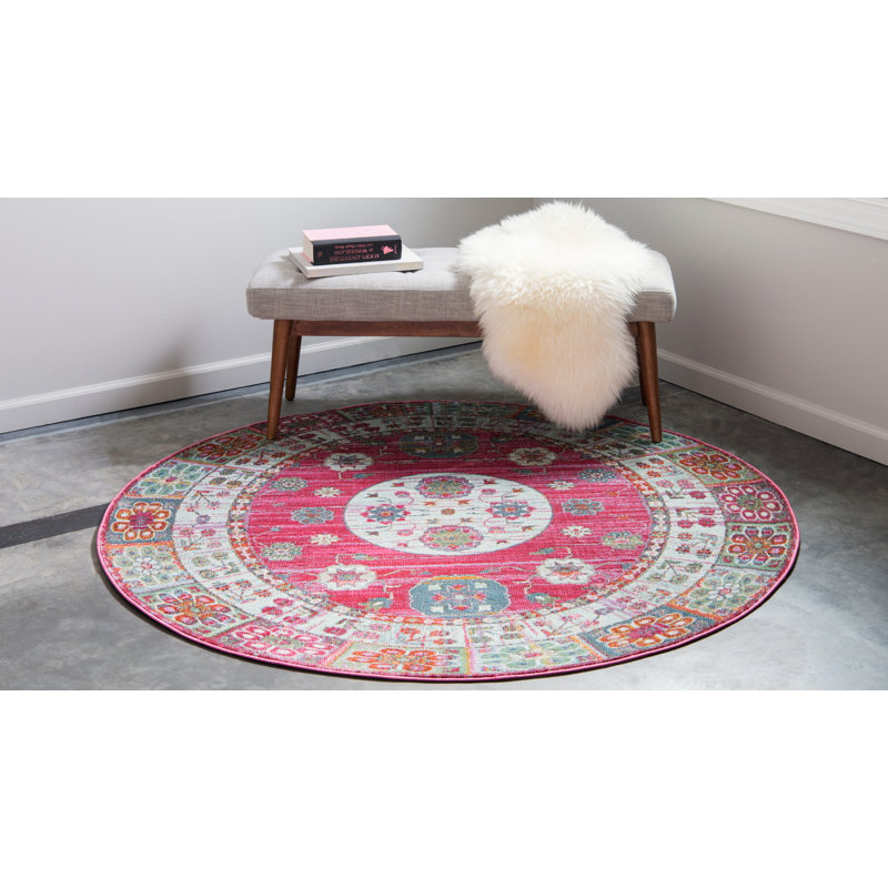 Tapis rose Folmar, Rond 8 pi