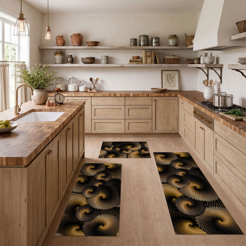 Swirl Pattern Non-Slip Washable Kitchen Mats