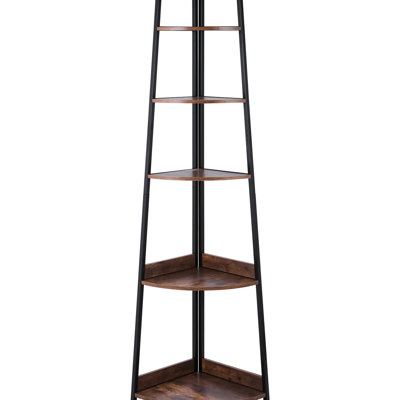 Tall Corner Shelf With Shape For Ample Storage Of Various Items - Scratch , Wear And Materials Bookshelf 5 Efficiently Storing Artwork, Headphones, Small Plants Metal Frame