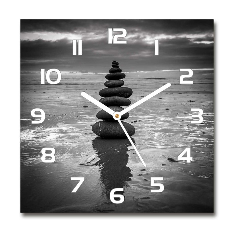 Glass Wall Clock, White/Black/Grey