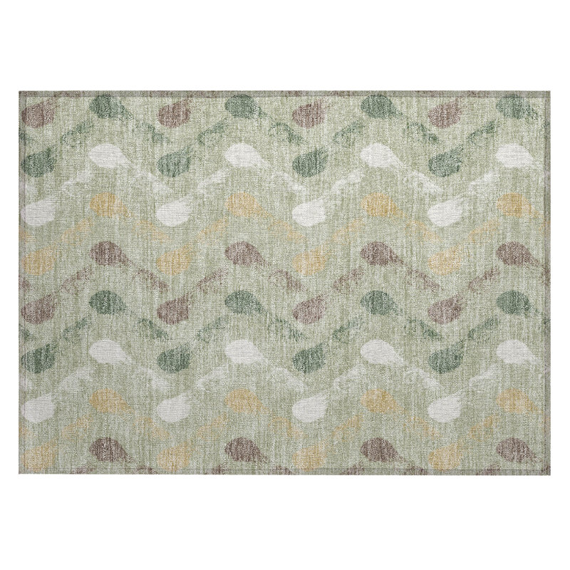 Machine Washable Indoor/Outdoor Chantille ACN2900 Geometric Rug, 1'8" x 2'6", Celery