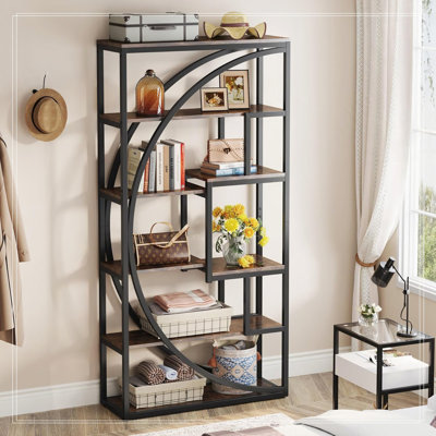 70.47"Height Industrial 5-Tier  Etagere Bookshelf With 8 Open Shelves Organizer For Living Room