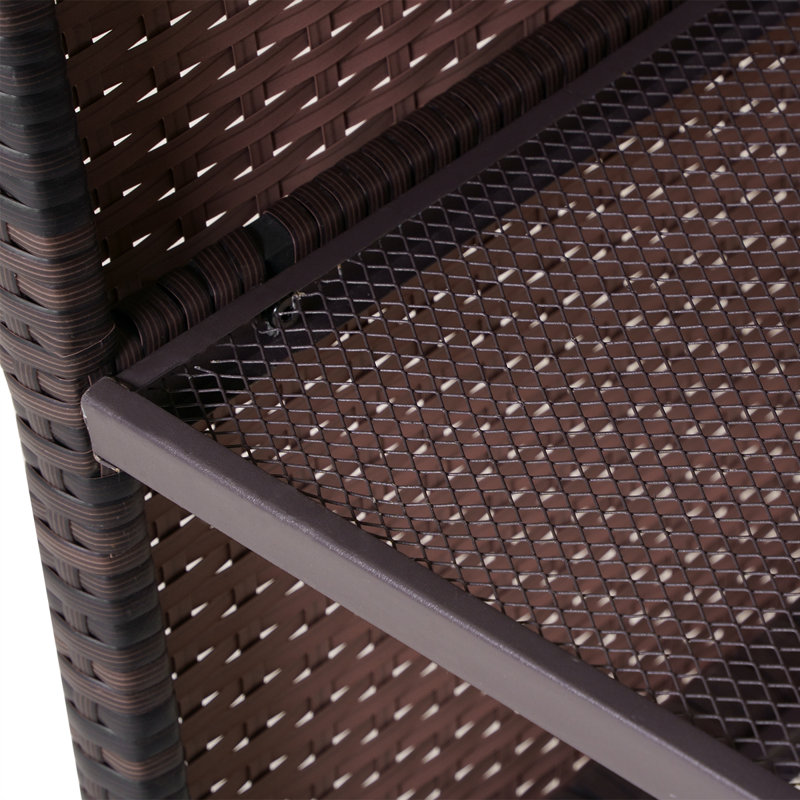 Outdoor Wicker Bar Table, A Square Rattan Bistro Bar Table With A Storage Rack, Suitable For Patios, Gardens, Poolside Areas, Balconies And Backyards.