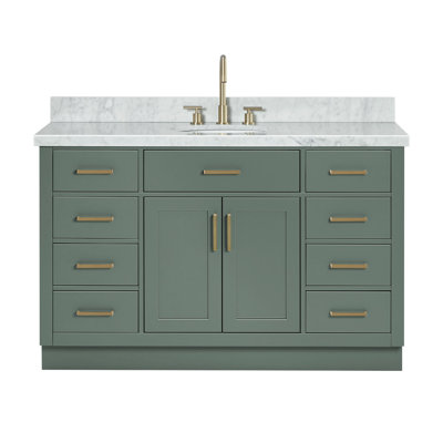 Ohlson 54'' Solid Wood Single Bathroom Vanity with 1.5'' Carrara Marble Top Sink