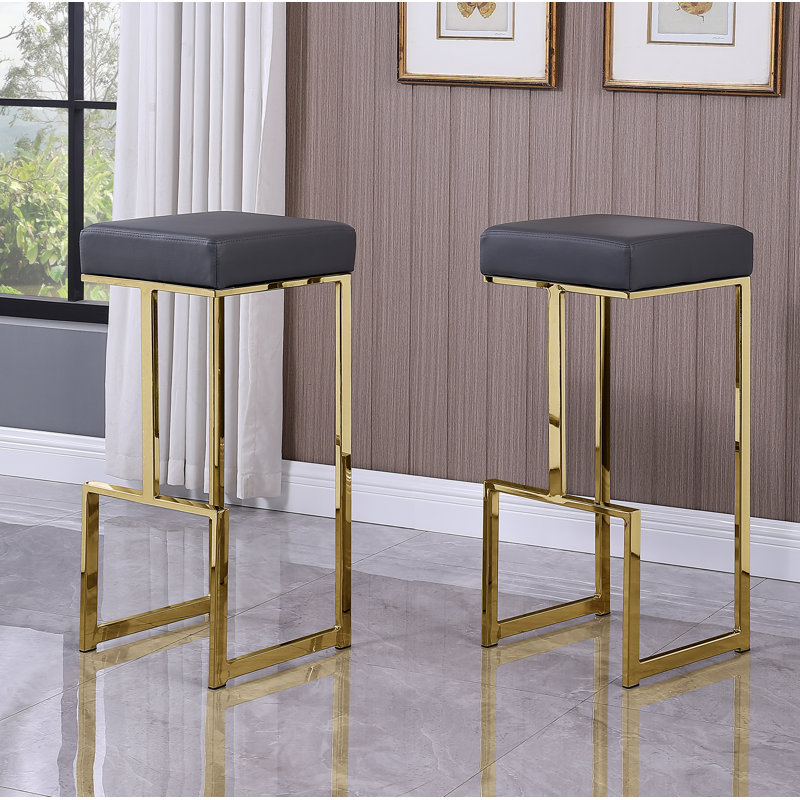 Tabouret de bar et de comptoir Jochebed, Doré, Gris, Tabouret de bar (siège d'une hauteur de 31 po)