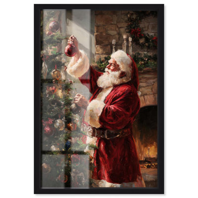 Décoration de Noël père Noël et ornements en forme d'ombre par Art Remedy, cadre noir, 21 x 31