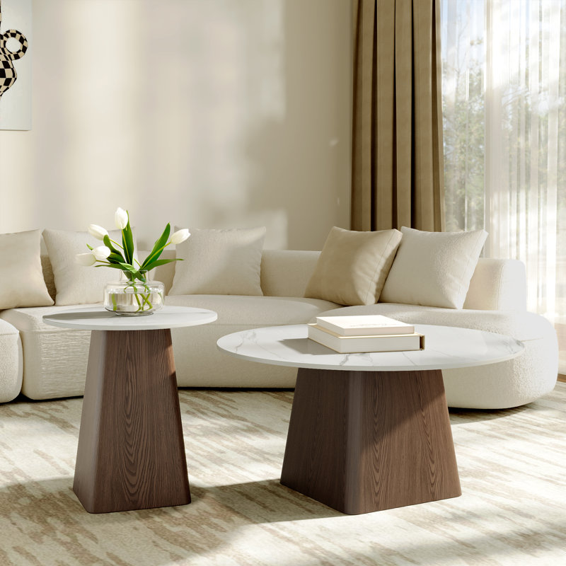 Ensemble de tables basses 2 pièces Ambridge, 31.5" + 15.7", 2, Neige
