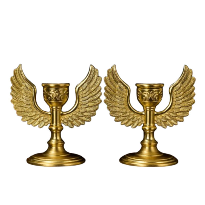 2pcs Gold Angel Wing Candle Holders