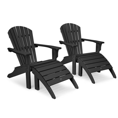 POLYWOOD Seashell Adirondack Set with Ottomans