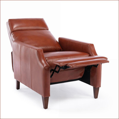 Fauteuil inclinable inclinable en bois franc Mid-Century Caramel | Similicuir