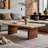 Stone Top Coffee Table with Solid Wood Legs-1239656191