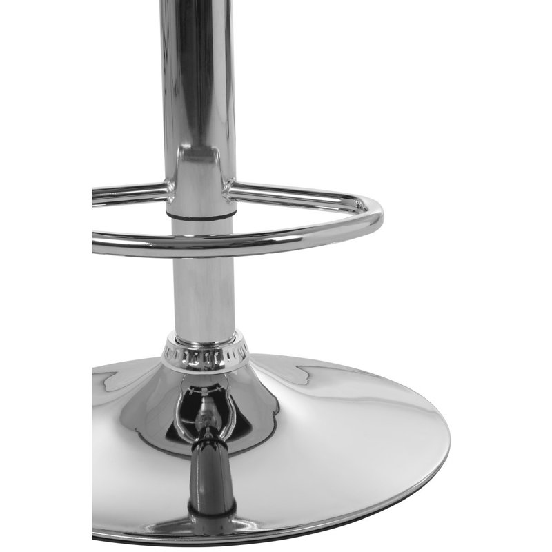 Caylee Swivel Upholstered Adjustable Height Counter Stool with Metal Frame, Chrome/White
