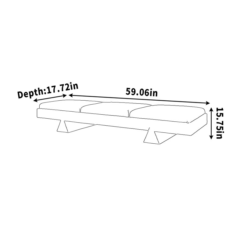 Solid wood bench rest sofa stool cushion, 15.75" H x 59.06" W x 17.72" D