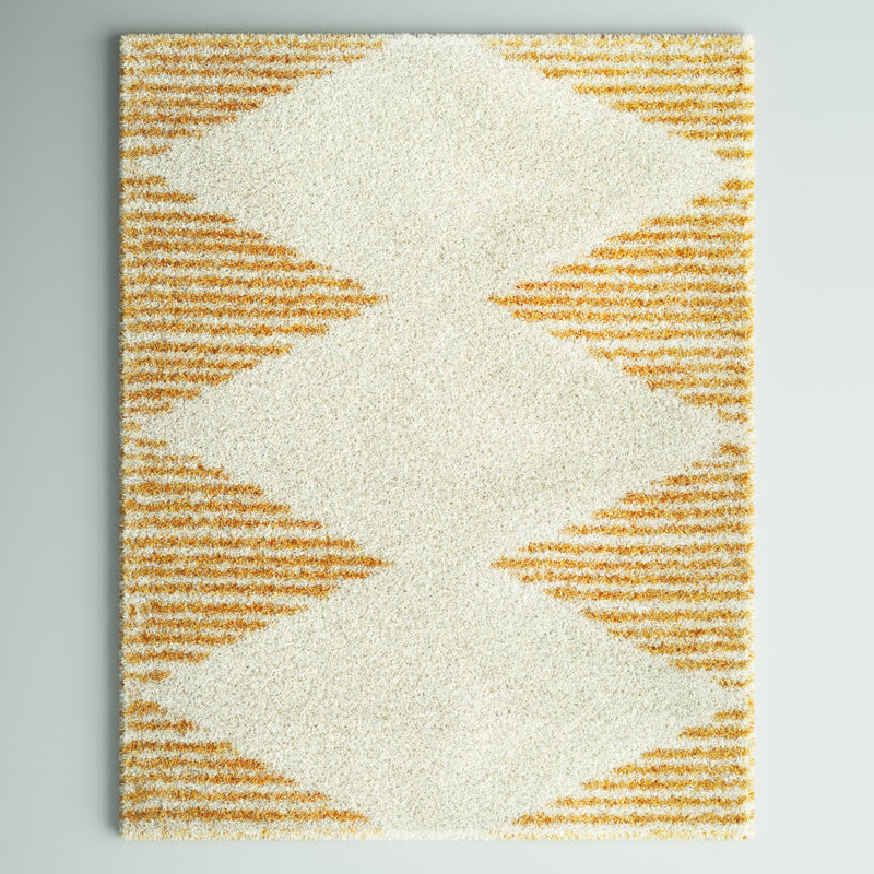 Tapis orange / ivoire Ashlynn, Rectangle 5 pi 3 po x 7 pi