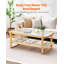 Table basse en rotin, table basse de rangement moderne bohème de 114 cm avec pieds en bois naturel, table basse rectangulaire en rotin tressé et bois avec plateau en verre trempé, idéale pour la chambre et les petits espaces, conçue pour le salon.