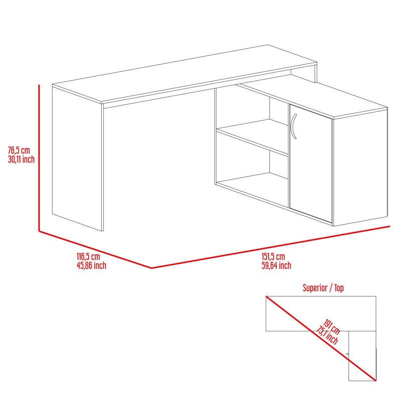 Axis 60" L Shape Computer Desk, Light Oak
