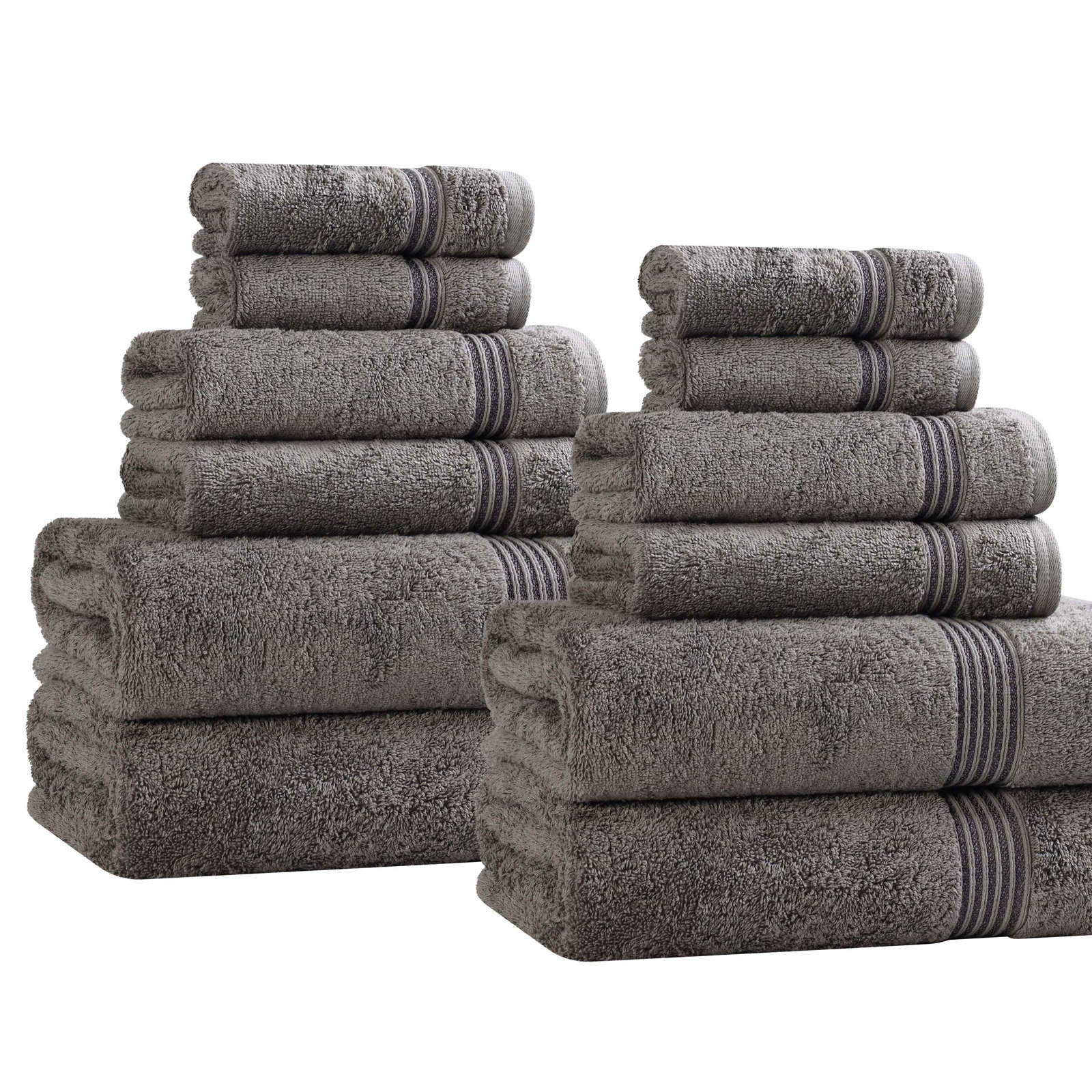 Guadlupe 12-Piece Egyptian Cotton Towel Set, Charcoal