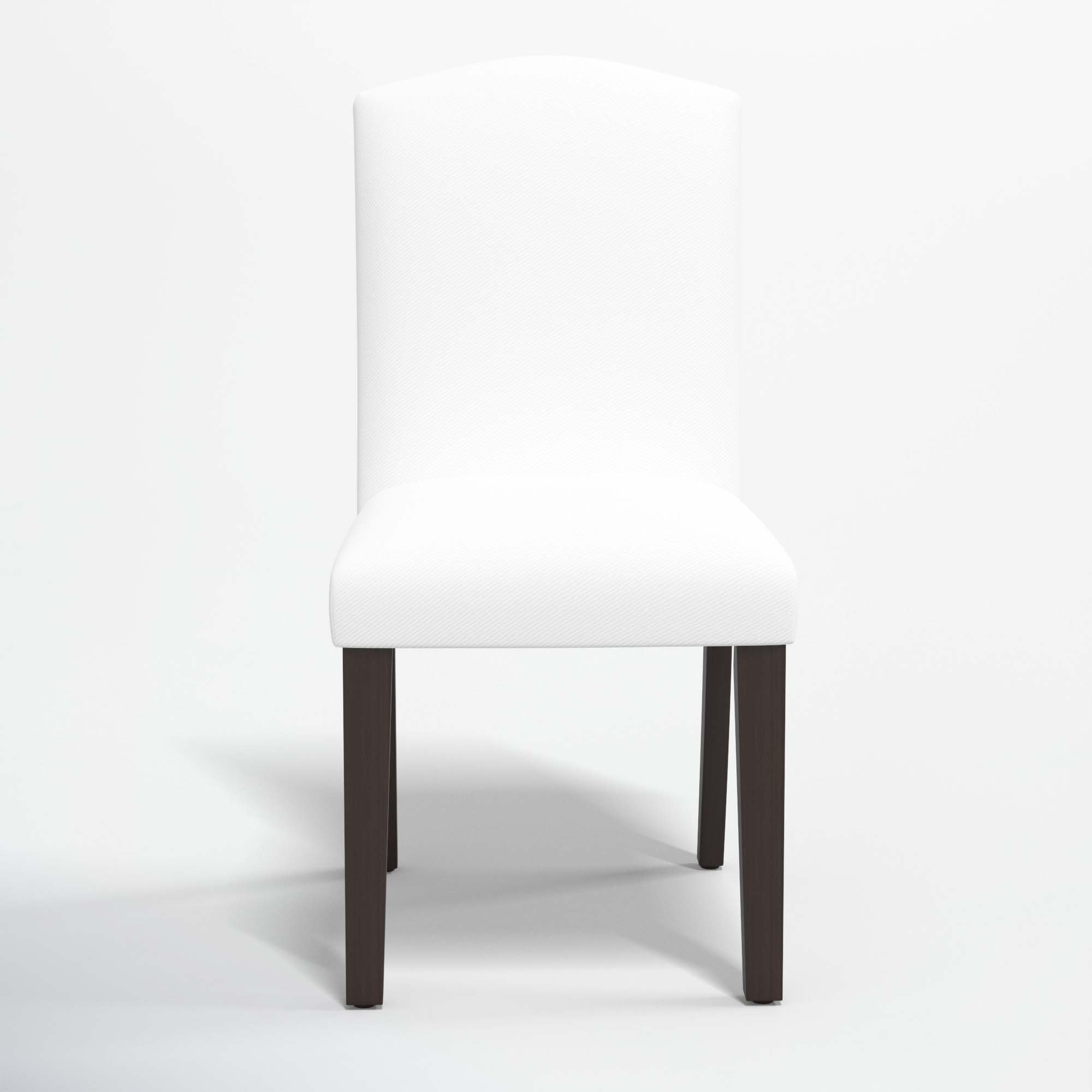 Estrela Upholstered Dining Chair, White Performance Twill, Espresso
