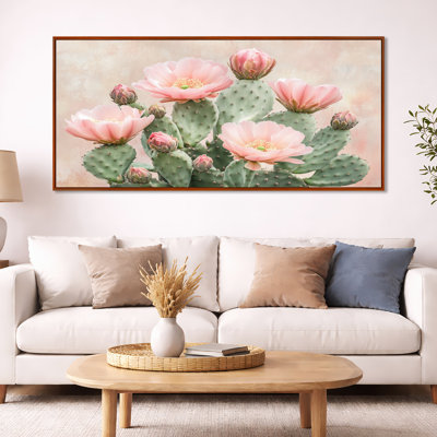 Œuvre d'art sur toile rose Blush Cactus Desert Bloom II