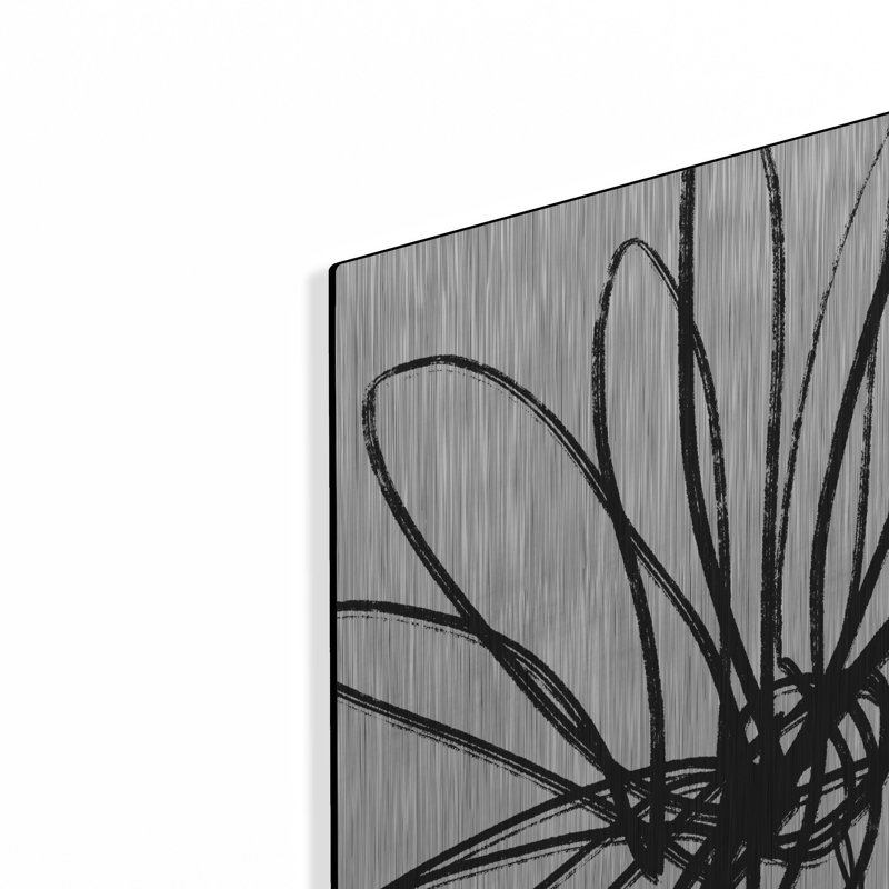 «Black Ink Flower Ii» par Linda Woods, Wrought Studio ™, art mural en métal, H 24 po x l 16 po