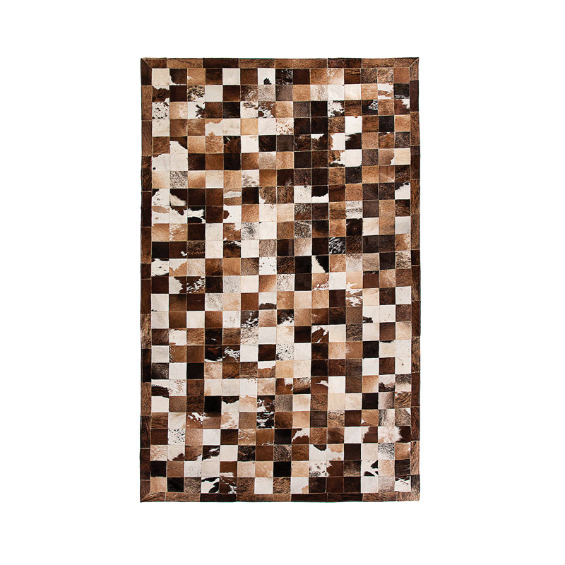 Tapis noir/brun/gris zone fait main géométrique Aayush