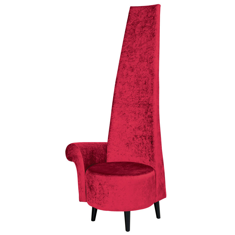 High Back Occasional Chair, Right Arm, Crimson Crushed Velvet