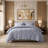 3-Piece Botanical Jacquard Duvet Set, TENCEL Cotton, Full/Queen, Slate Blue