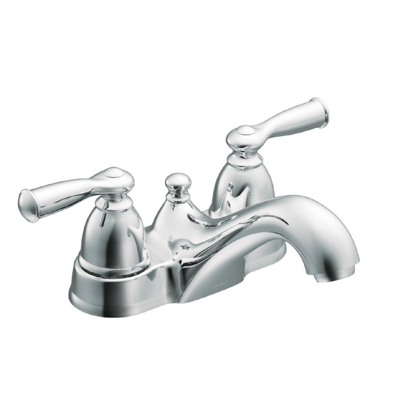 Chrome Traditional Two-Handle Low Arc Bathroom Faucet