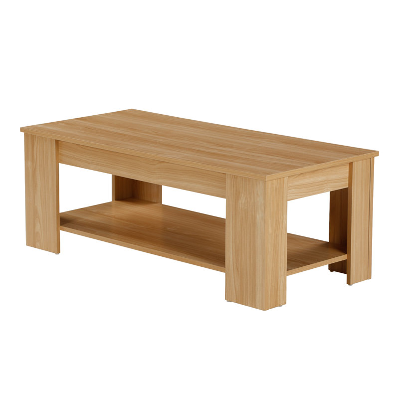 Adrianne Lift Top Four Leg Coffee Table with Storage, Oak