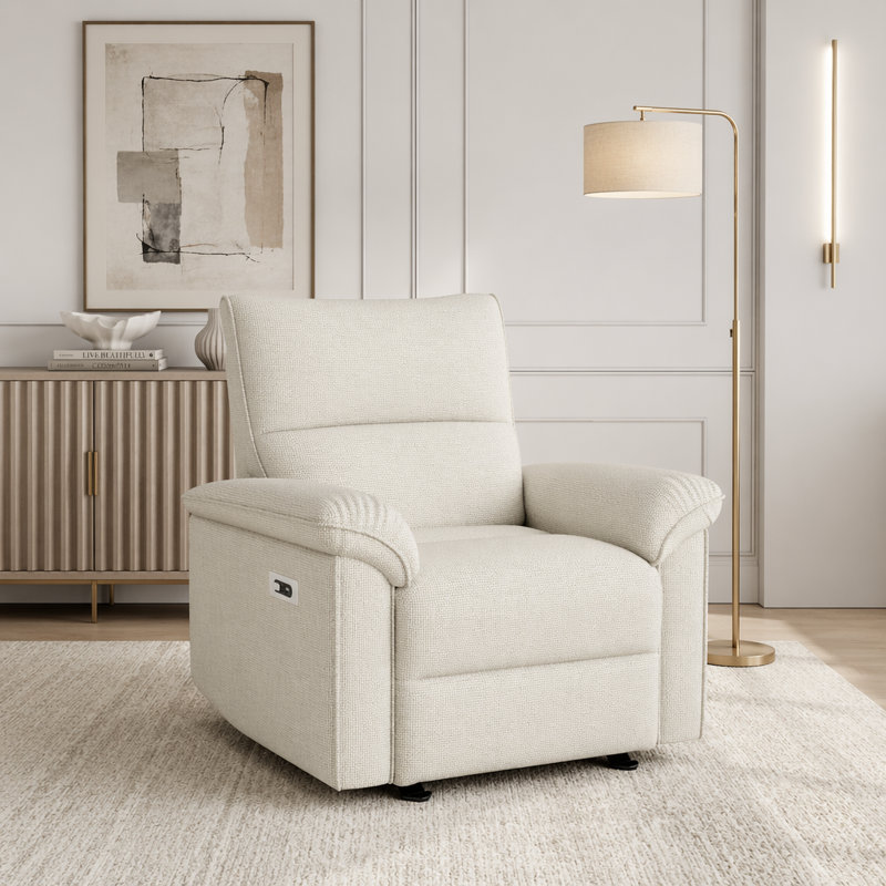 Fauteuil inclinable électrique Wall Wall, Snowflake Velvet Fabric, Beige et gris
