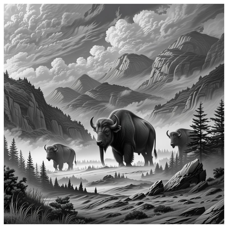 Édredon Majestic Bison Landscape, Grand lit