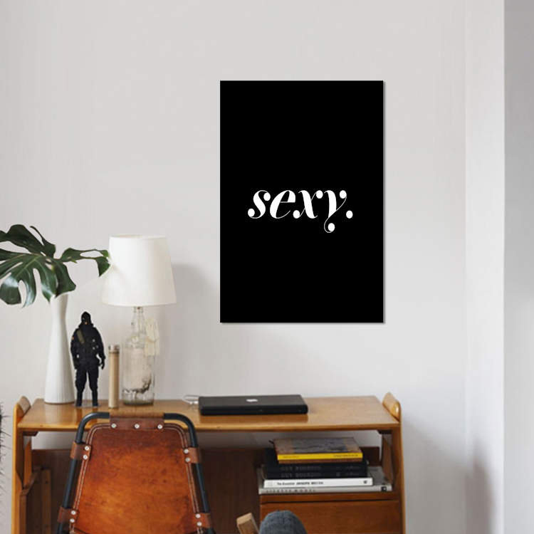 « sexy », art textuel sur toile, H 12 po x l 8 po x P 0,75 po, Toile tendue, Pas de tapis