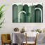 Abstrait géométrique Mid-Century arches vert émeraude sur toile, 3 pièces-92861080