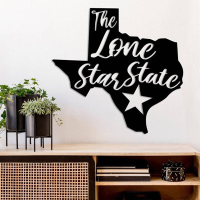Art mural en métal Lone Star State - Texas State Pride Decor - suspension murale rustique de l'Ouest - Star Texas Silhouette Design - sculpture industrielle moderne en métal - Home Ranch Decor - grande œuvre d'art